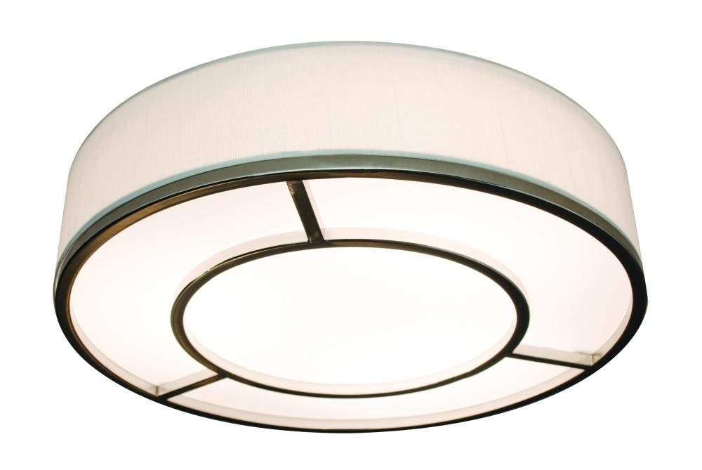 Reeves - LED 16'' Flush Mount - Satin Nickel Finish - White Linen Shade