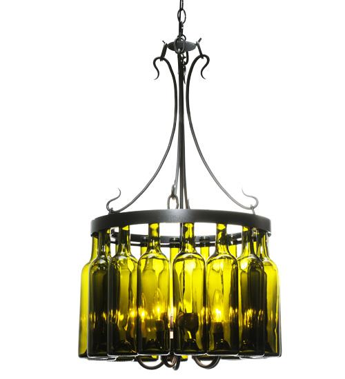 19"W Tuscan Vineyard Villa 16 Wine Bottle Chandelier