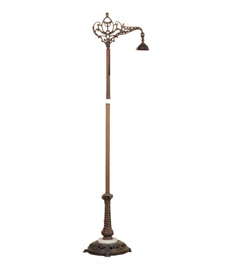 59"H Mahogany Bronze 1 LT Bridge Arm Floor Base