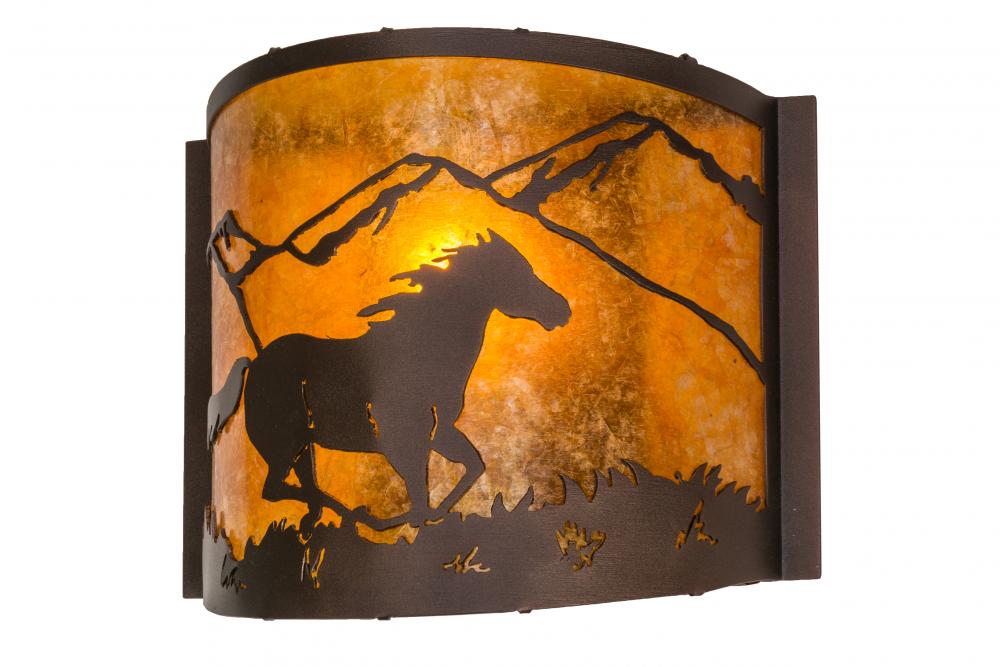 12" Wide Running Horses Wall Sconce