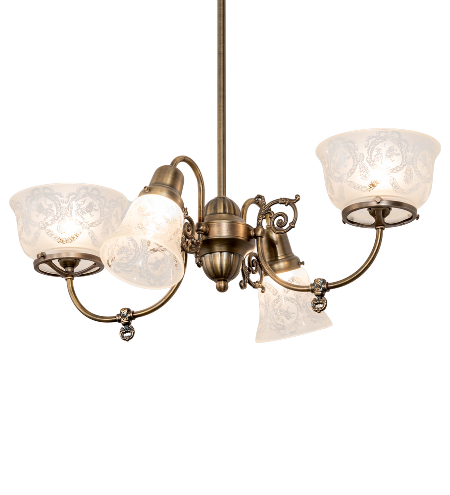 27" Long Revival Gas & Electric 4 Light Oblong Chandelier