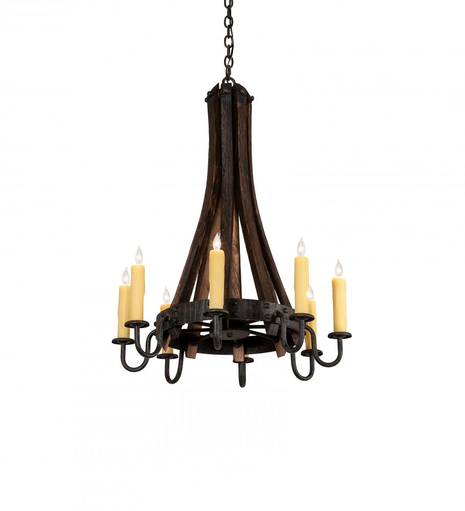 24" Wide Barrel Stave Madera 8 Light Chandelier