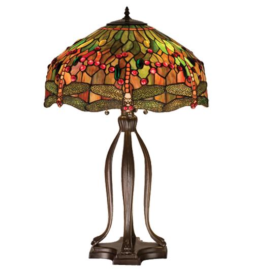 31" High Tiffany Hanginghead Dragonfly Table Lamp