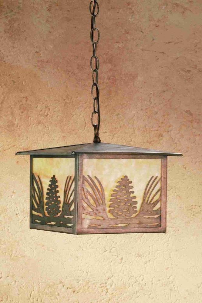 12" Square Mountain Pine Lantern Pendant