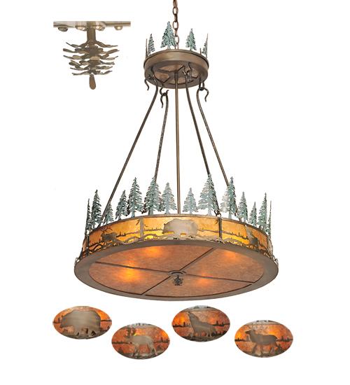 38" Wide Wildlife at Pine Lake Inverted Pendant