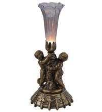 Meyda Blue 12502 - 12" High Purple Iridescent Pond Lily Twin Cherub Mini Lamp