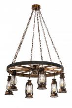 Meyda Blue 193541 - 40"W Miners Lantern 6 LT Wagon Wheel Chandelier