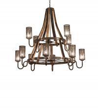 Meyda Blue 245818 - 60" Wide Barrel Stave Winter Maple 12 Light Two Tier Chandelier