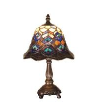 Meyda Blue 30317 - 13.5"H Tiffany Peacock Feather Mini Lamp