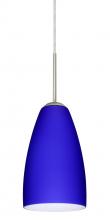 Besa Lighting 1JT-1511CM-SN-L - Besa Riva 9 Pendant Satin Nickel Cobalt Blue Matte 1x75W Medium Base, 15Ft. Cord