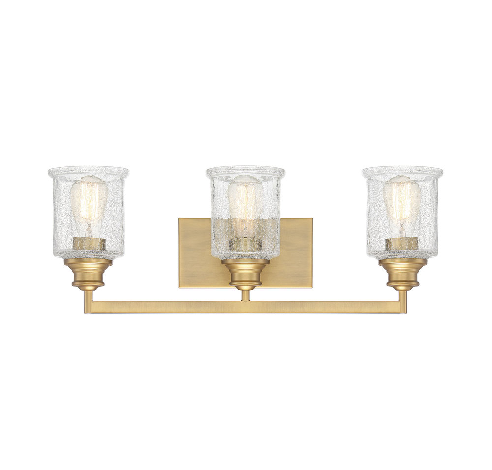 Hampton 3-Light Bathroom Vanity Light in Warm Brass