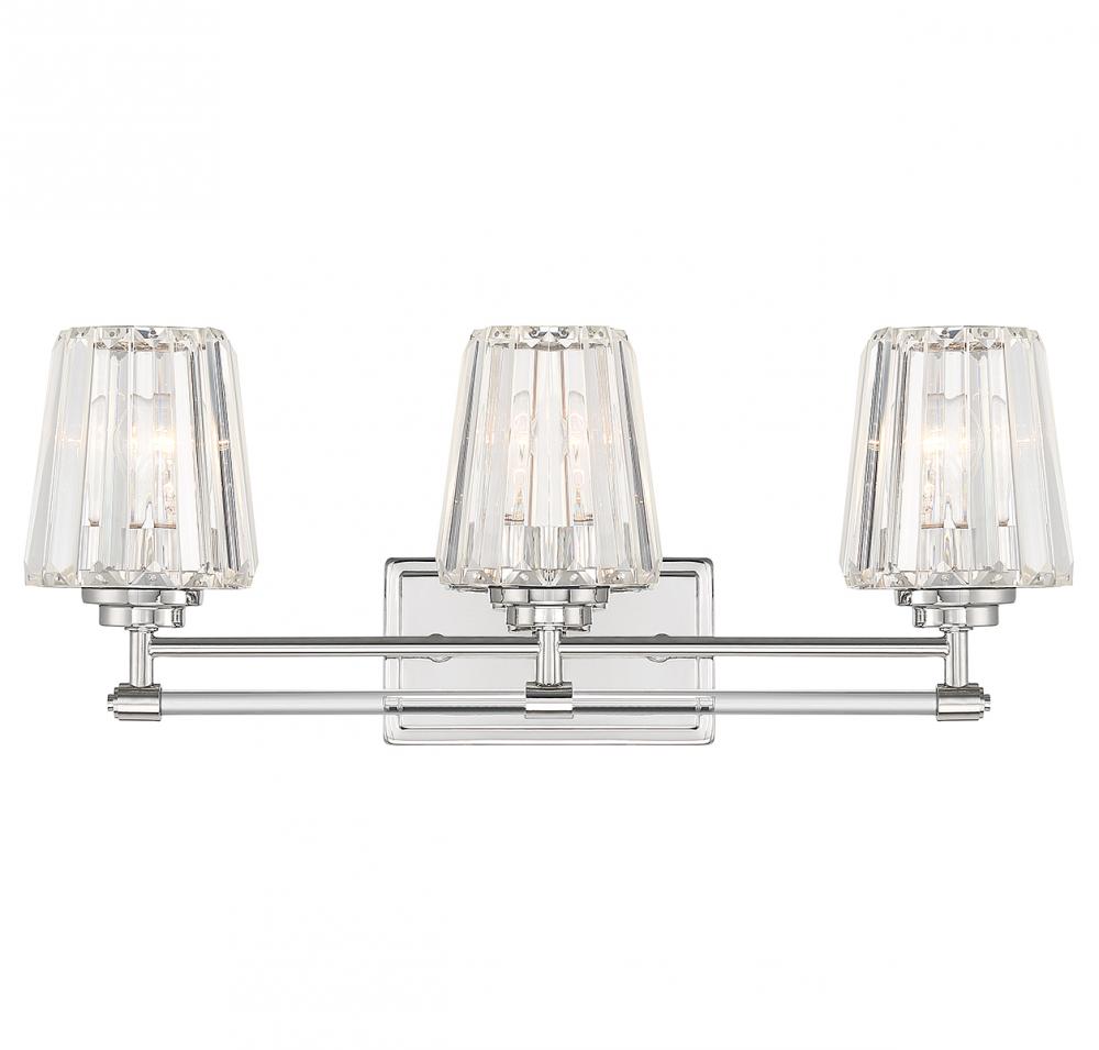 Garnet 3-Light Bathroom Vanity Light in Polished Nickel