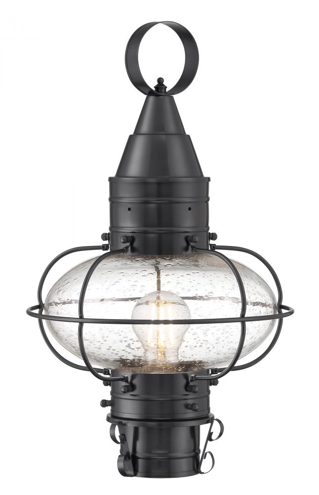 Classic Onion Outdoor Post Light - Gun Metal with Seeded Glass