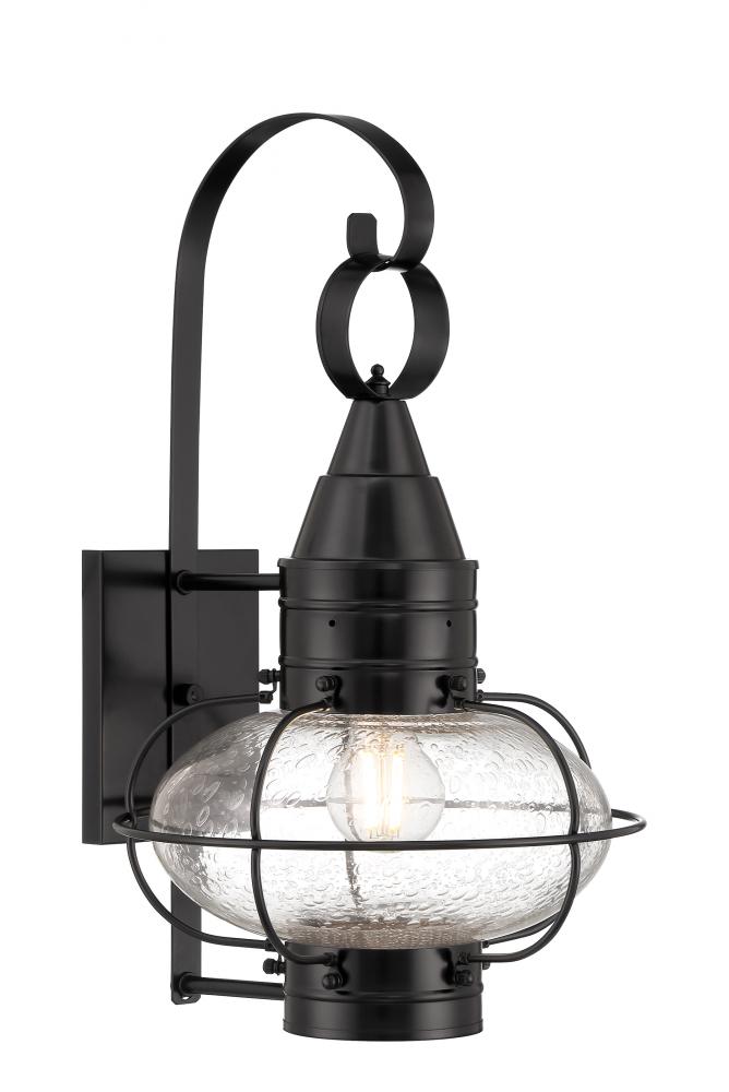 Classic Onion Outdoor Wall Light - Black with Seeded Glass