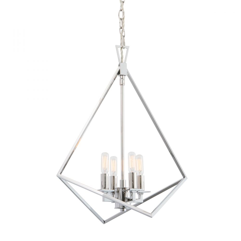 Trapezoid Cage Chandelier - Polished Nickel