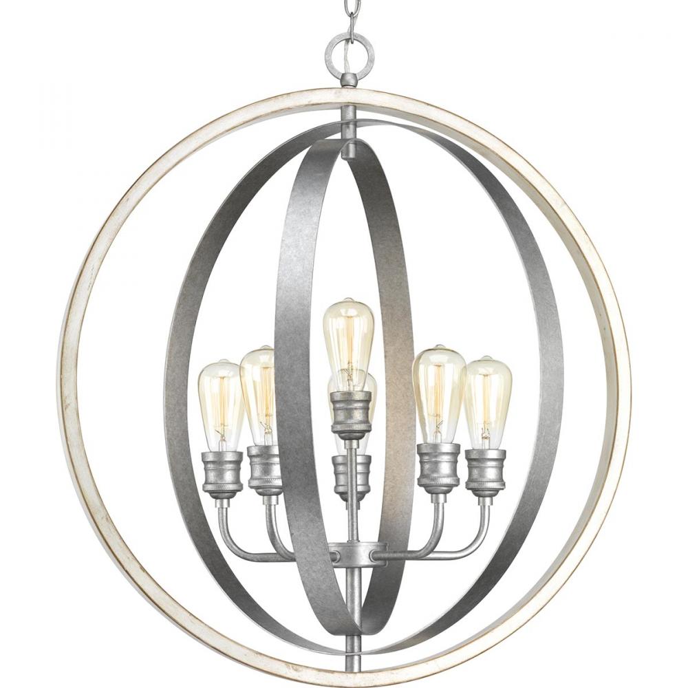 Conestee Collection Six-Light Galvanized Finish Farmhouse Pendant Light