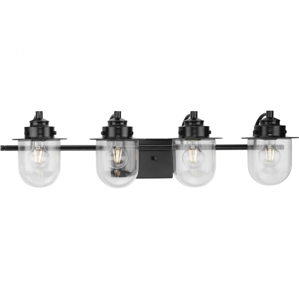 Northlake Collection Four-Light Matte Black Clear Glass Transitional Bath Light