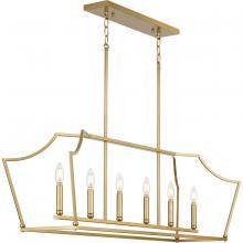 Progress P400300-109 - Parkhurst Collection Six-Light New Traditional Brushed Bronze Linear Island Chandelier Light