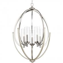 Progress P400025-104 - Evoke Collection Five-Light Polished Nickel Clear Glass Luxe Chandelier Light