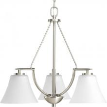 Progress P4621-09 - Bravo Collection Three-Light Brushed Nickel Etched Glass Modern Chandelier Light