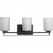 Progress P300343-31M - League Collection Three-Light Matte Black and Etched Glass Modern Farmhouse Bath Vanity Light