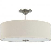 Progress P350168-009 - Inspire Collection Brushed Nickel Three-Light 18" Semi-Flush Mount