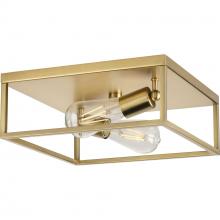 Progress P350200-012 - Perimeter Collection Two-Light Satin Brass Modern Style Flush Mount Ceiling Light