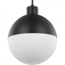 Progress P500147-031-30 - Globe LED Collection One-Light Matte Black Opal Glass Mid-Century Modern Pendant Light