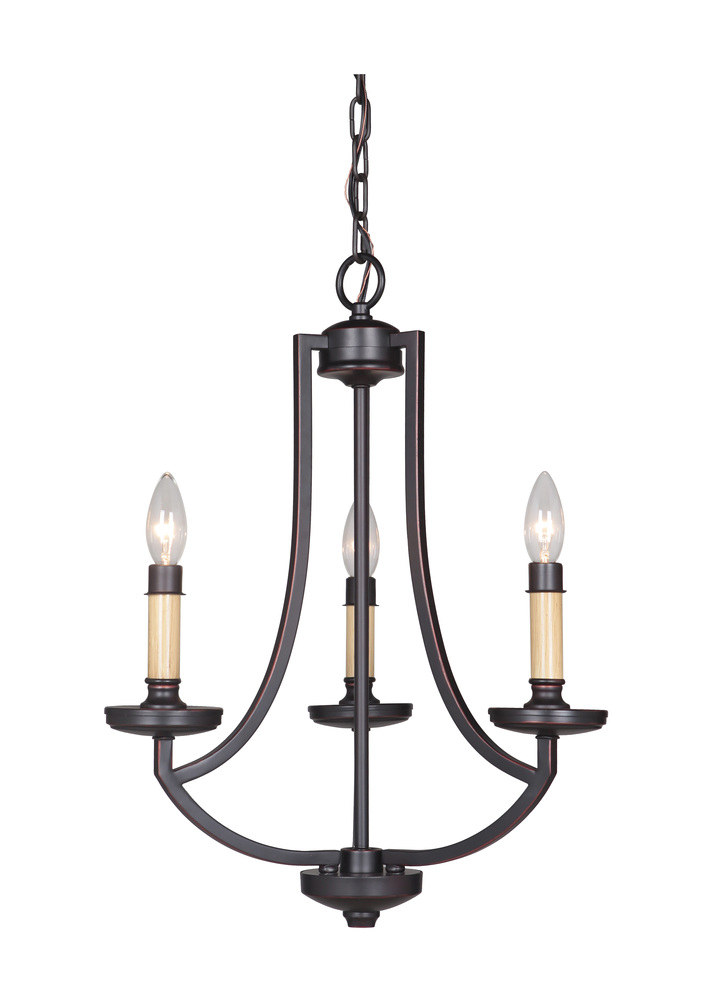 Hayden 3 Light Chandelier in Oil Bronze Gilded