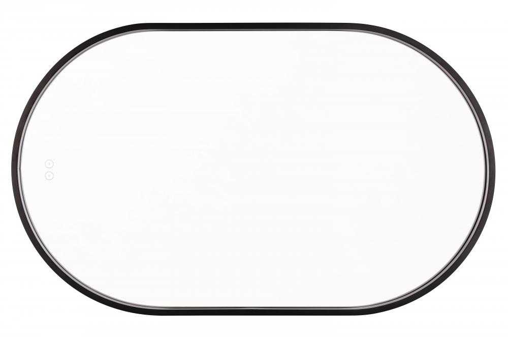 Rachel 24"x 40" Framed Oval LED Mirror in Flat Black