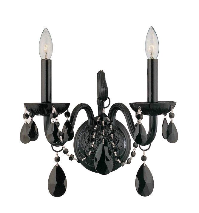 Crystorama 2 Light Black Sconce