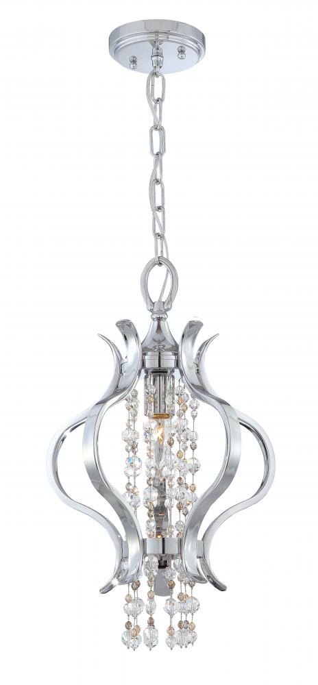 Crystorama Flow 1 Light Swarovski Strass Crystal Chrome Mini Chandelier