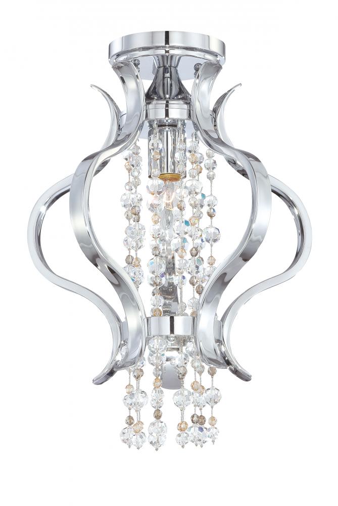 Crystorama Flow 1 Light Elements Crystal Chrome Semi-Flush