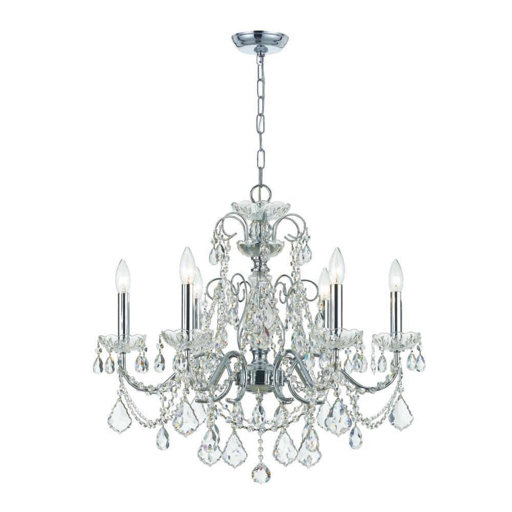 Imperial 6 Light Swarovski Strass Crystal Polished Chrome Chandelier