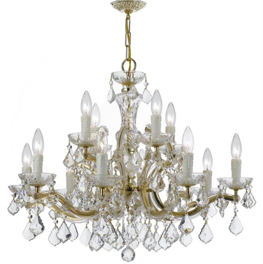 Maria Theresa 12 Light Clear Crystal Gold Chandelier