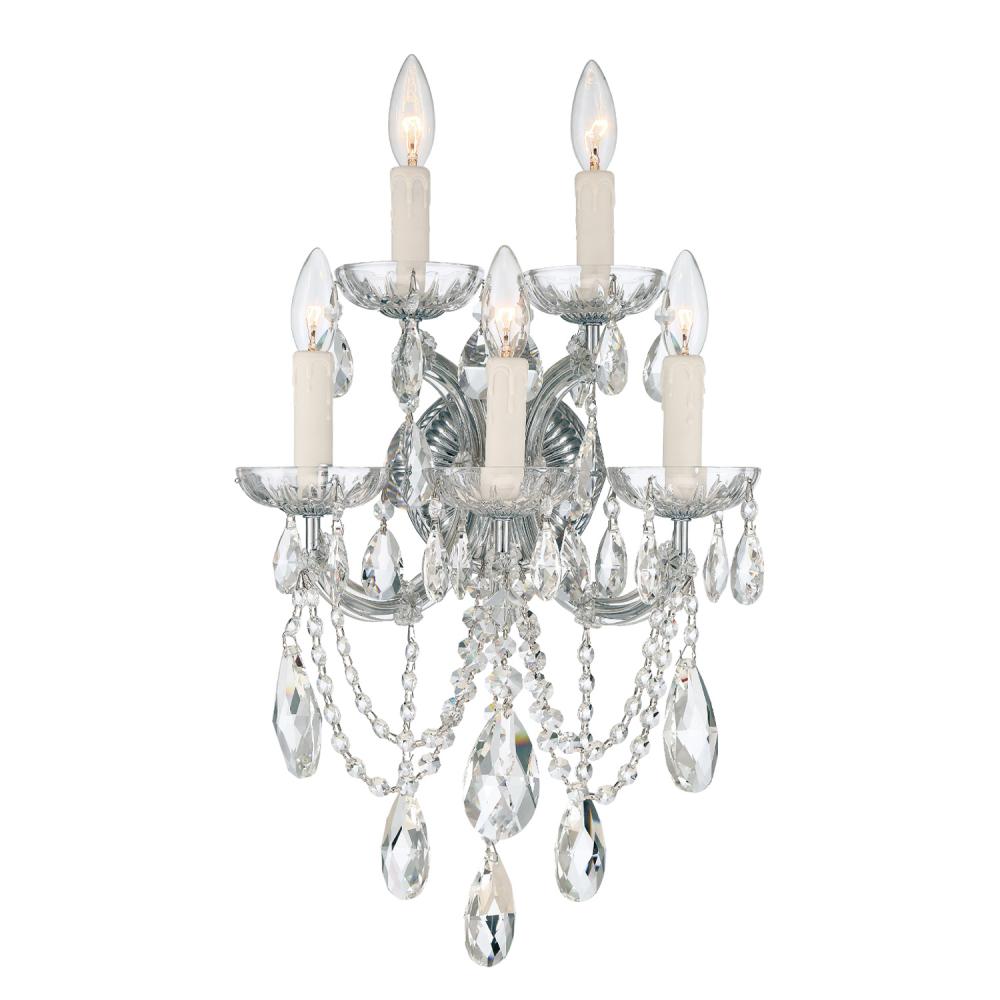 Maria Theresa 5 Light Hand Cut Crystal Polished Chrome Sconce