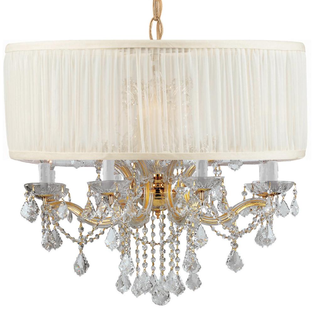 Brentwood 12 Light Swarovski Strass Crystal Smooth Shade Gold Chandelier