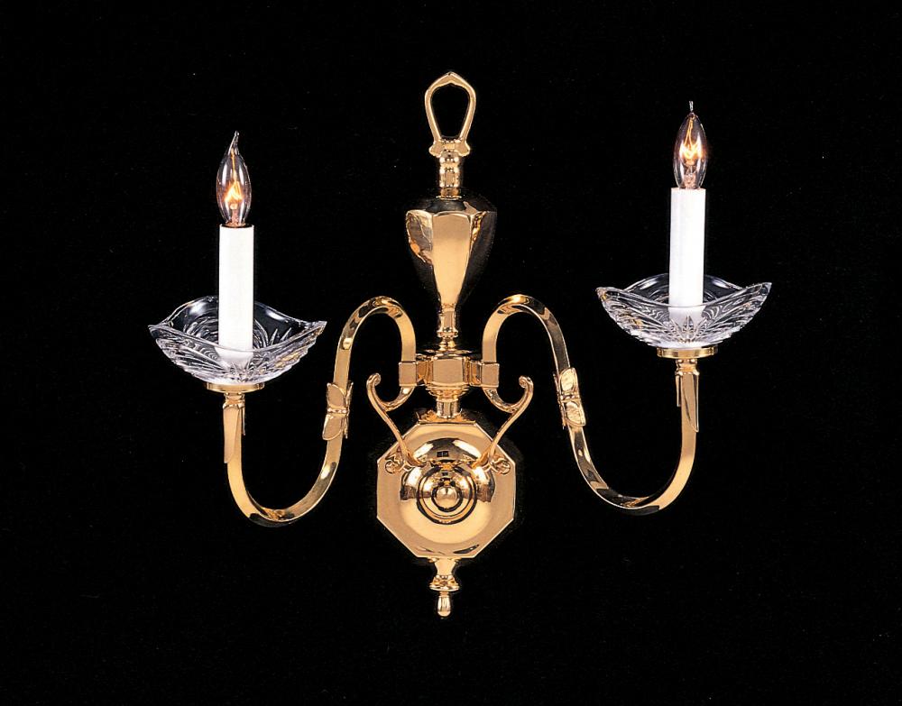 Crystorama 2 Light Polished Brass Sconce