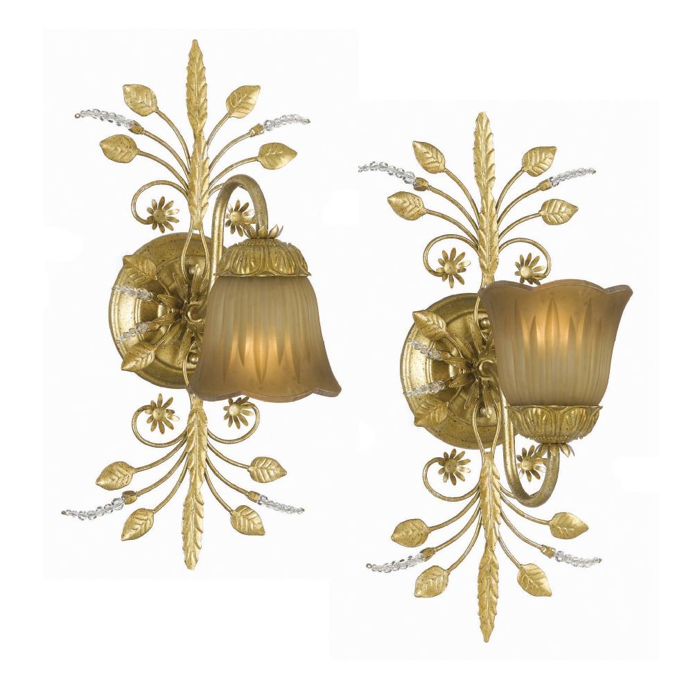 Crystorama Primrose 1 Light Swarovski Spectra Crystal Gold Sconce