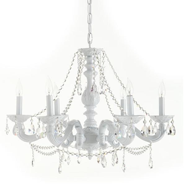 Paris Market 6 Light Clear Crystal White Chandelier