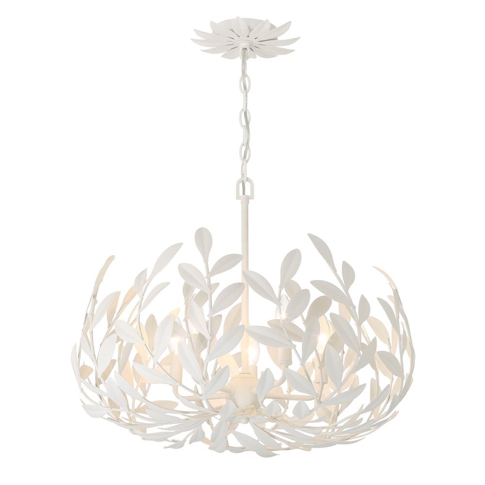 Broche 5 Light Matte White Chandelier