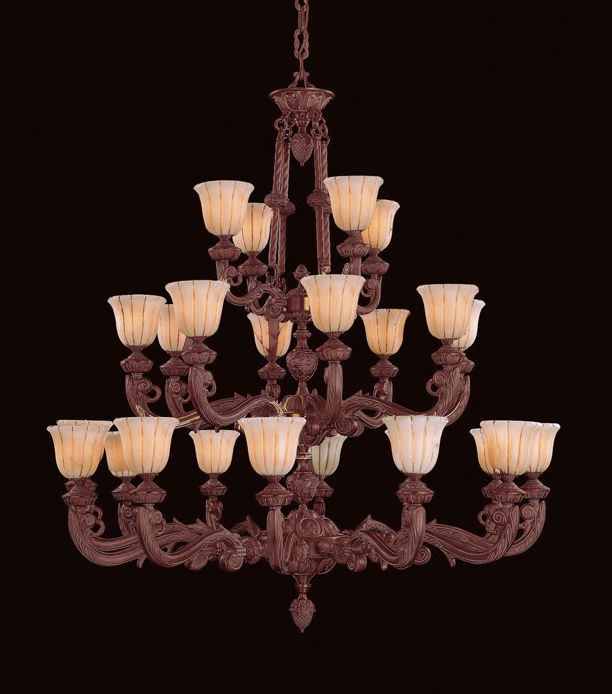 Natural Alabaster 24 Light Bronze Chandelier