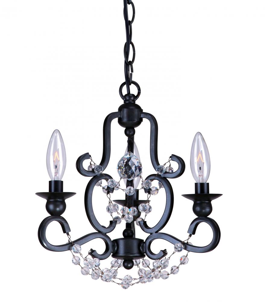 Orleans 3 Light Black Iron Mini Chandelier