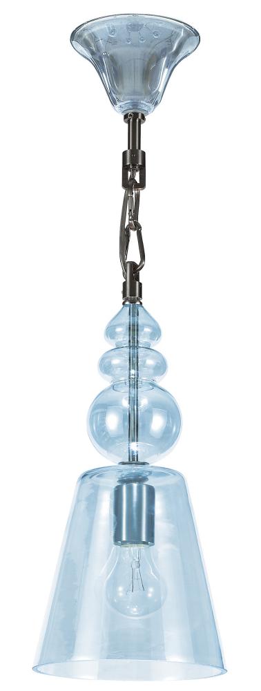 Harper 1 Light Ice Blue Glass Chrome Pendant II