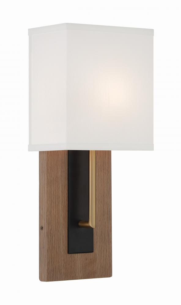 Brent 1 Light Matte Black + Vibrant Gold Sconce