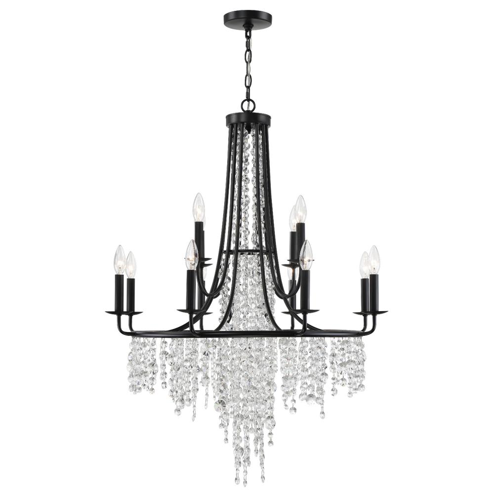 Gabrielle 12 Light Matte Black Chandelier