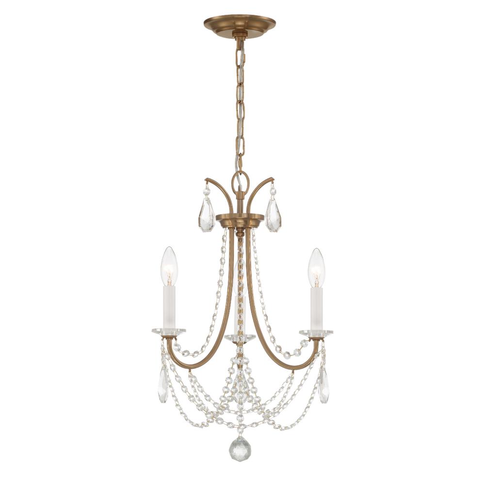 Karrington 3 Light Aged Brass Mini Chandelier