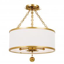 Crystorama 513-GA_CEILING - Broche 3 Light Antique Gold Semi Flush Mount