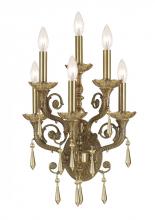 Crystorama 5176-AG-GTS - Crystorama 6 Light Golden Teak Swarovski Strass Crystal Aged Brass Cast Brass Wall Mount