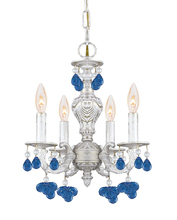 Crystorama 5224-AW-BLUE - Paris Market 4 Light Blue Crystal White Mini Chandelier